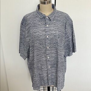 Nautica Striped Blue Men's Shirt Size XXL